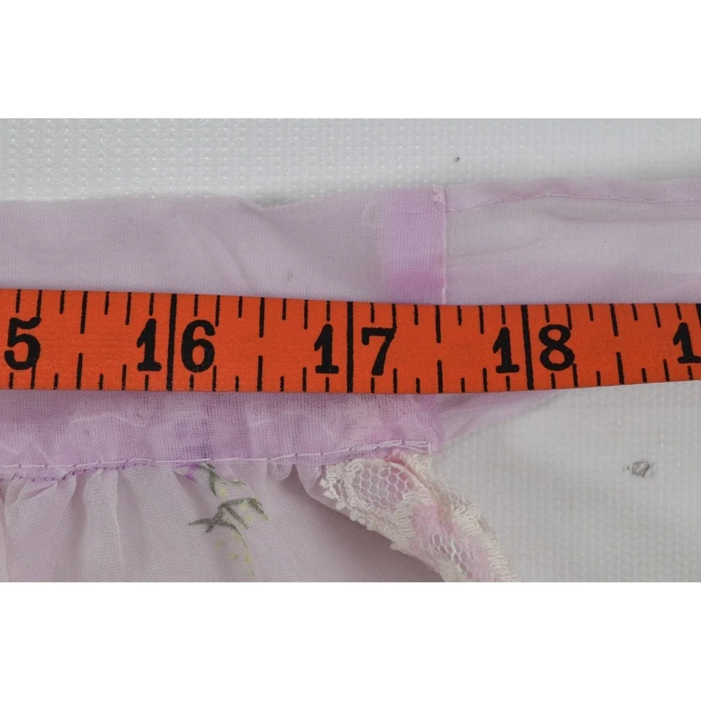 Vintage MCM 60s Half‎ Apron Sheer Purple Floral Pockets Waist Band 17